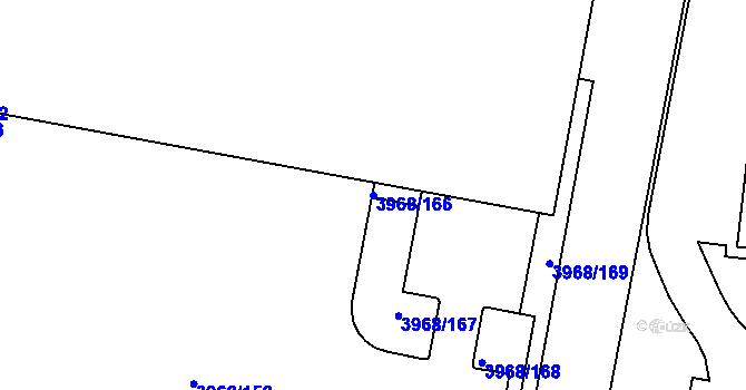 Parcela st. 3968/166 v KÚ Horní Počernice, Katastrální mapa