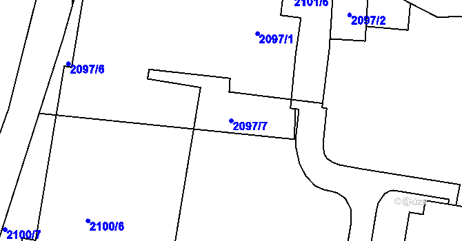 Parcela st. 2097/7 v KÚ Horní Počernice, Katastrální mapa