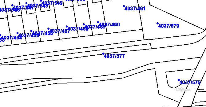 Parcela st. 4037/577 v KÚ Horní Počernice, Katastrální mapa
