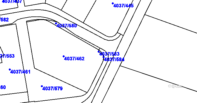 Parcela st. 4037/583 v KÚ Horní Počernice, Katastrální mapa