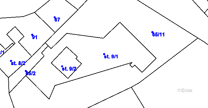 Parcela st. 9/1 v KÚ Horní Podluží, Katastrální mapa