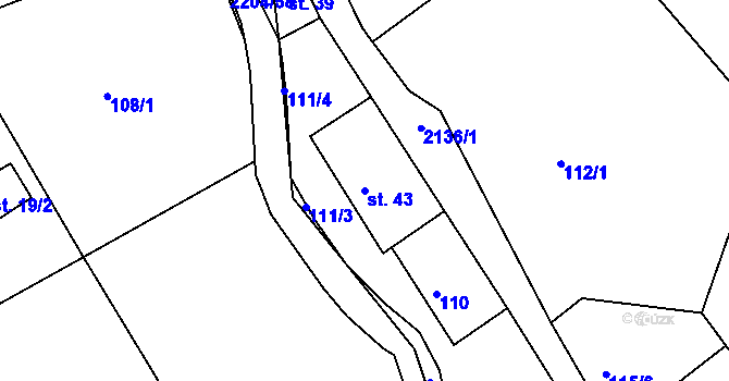 Parcela st. 43 v KÚ Horní Podluží, Katastrální mapa