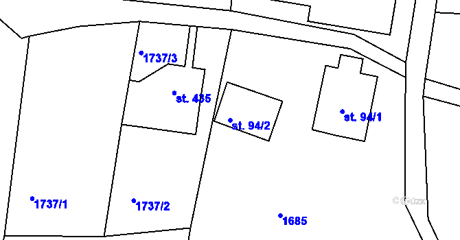 Parcela st. 94/2 v KÚ Horní Podluží, Katastrální mapa