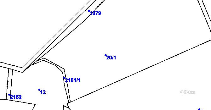 Parcela st. 20/1 v KÚ Horní Podluží, Katastrální mapa