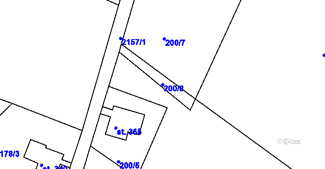 Parcela st. 200/8 v KÚ Horní Podluží, Katastrální mapa