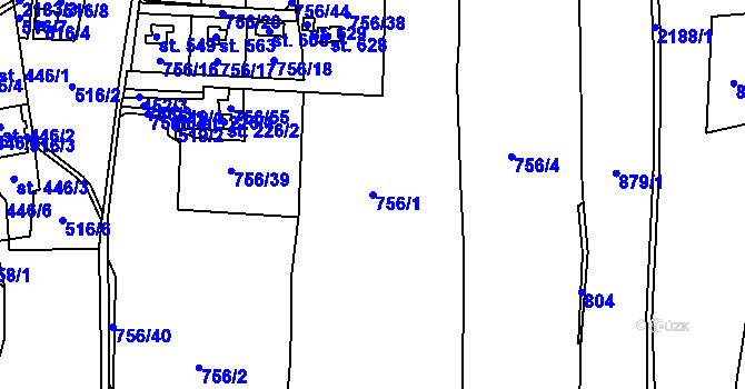 Parcela st. 756/1 v KÚ Horní Podluží, Katastrální mapa