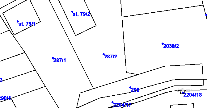 Parcela st. 287/2 v KÚ Horní Podluží, Katastrální mapa