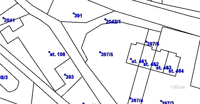 Parcela st. 397/5 v KÚ Horní Podluží, Katastrální mapa