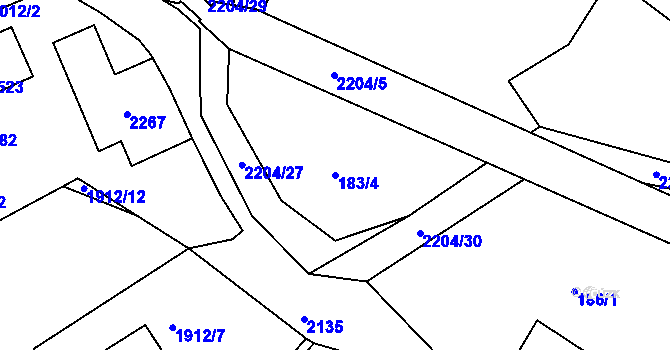Parcela st. 183/4 v KÚ Horní Podluží, Katastrální mapa