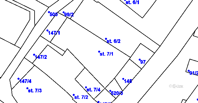 Parcela st. 7/1 v KÚ Horní Pole, Katastrální mapa