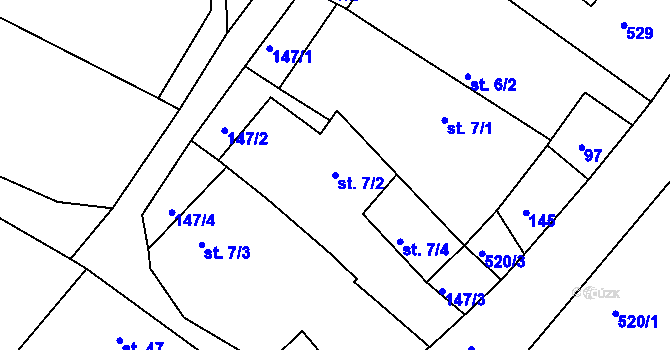 Parcela st. 7/2 v KÚ Horní Pole, Katastrální mapa