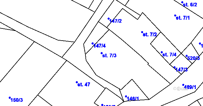 Parcela st. 7/3 v KÚ Horní Pole, Katastrální mapa