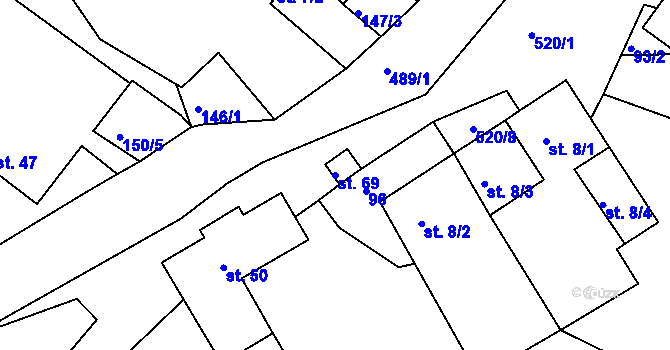 Parcela st. 69 v KÚ Horní Pole, Katastrální mapa
