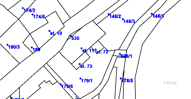 Parcela st. 72 v KÚ Horní Pole, Katastrální mapa