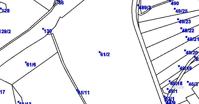 Parcela st. 61/2 v KÚ Horní Pole, Katastrální mapa