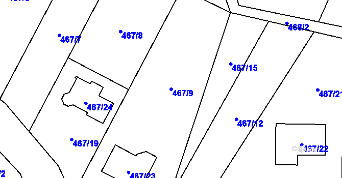 Parcela st. 467/9 v KÚ Horní Police, Katastrální mapa
