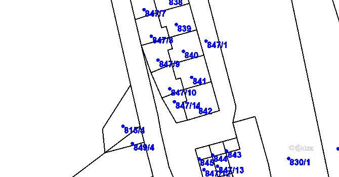 Parcela st. 847/10 v KÚ Horní Police, Katastrální mapa