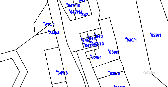 Parcela st. 847/12 v KÚ Horní Police, Katastrální mapa
