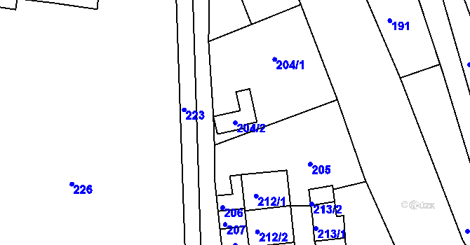 Parcela st. 204/2 v KÚ Horní Police, Katastrální mapa