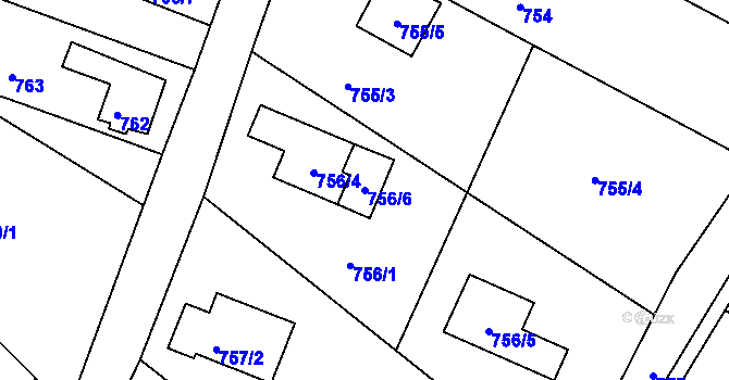Parcela st. 756/6 v KÚ Horní Police, Katastrální mapa