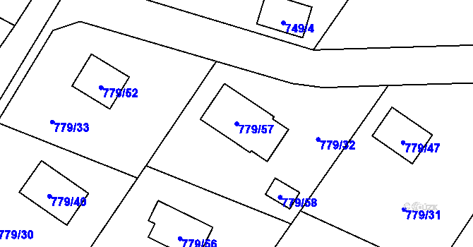 Parcela st. 779/57 v KÚ Horní Police, Katastrální mapa