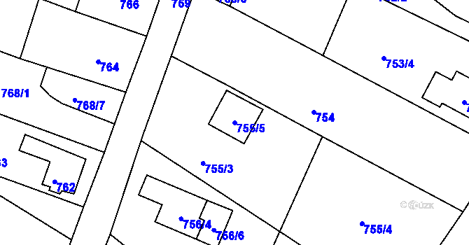 Parcela st. 755/5 v KÚ Horní Police, Katastrální mapa