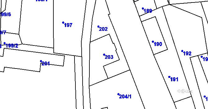 Parcela st. 203 v KÚ Horní Police, Katastrální mapa