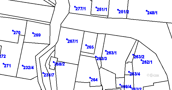 Parcela st. 265 v KÚ Horní Police, Katastrální mapa