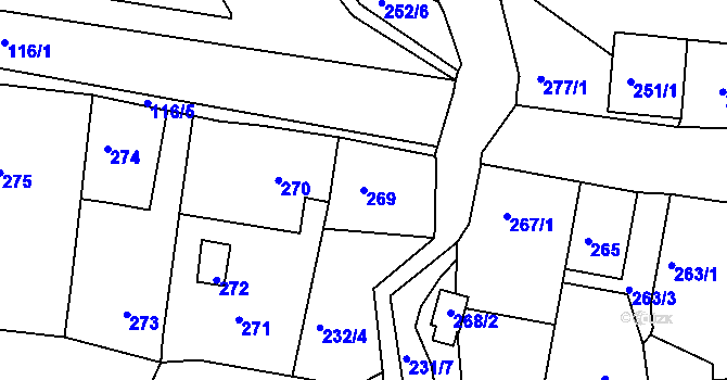 Parcela st. 269 v KÚ Horní Police, Katastrální mapa