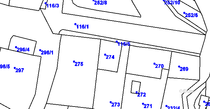Parcela st. 274 v KÚ Horní Police, Katastrální mapa