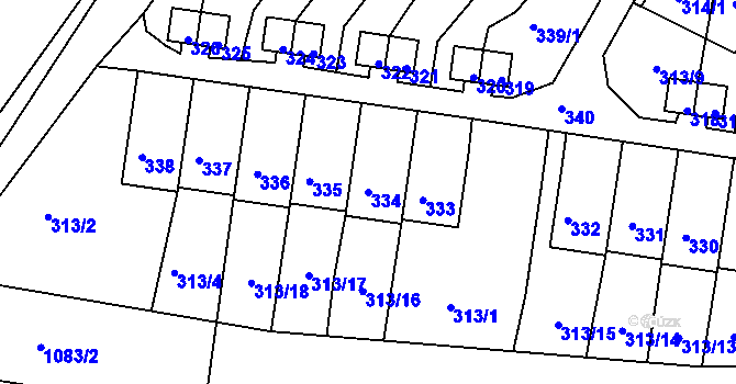 Parcela st. 334 v KÚ Horní Police, Katastrální mapa