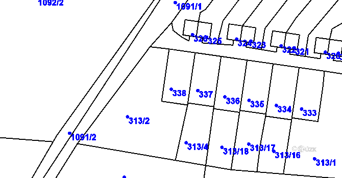 Parcela st. 338 v KÚ Horní Police, Katastrální mapa