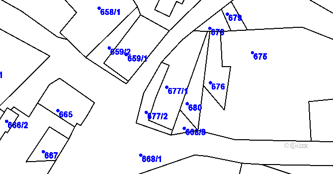 Parcela st. 677/1 v KÚ Horní Police, Katastrální mapa