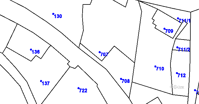 Parcela st. 707 v KÚ Horní Police, Katastrální mapa