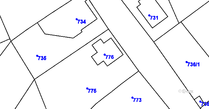Parcela st. 776 v KÚ Horní Police, Katastrální mapa