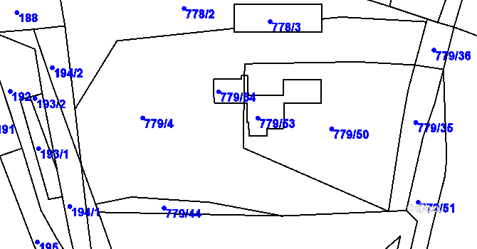 Parcela st. 779/4 v KÚ Horní Police, Katastrální mapa