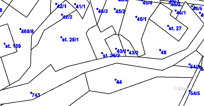 Parcela st. 25/2 v KÚ Horní Poříčí u Letovic, Katastrální mapa