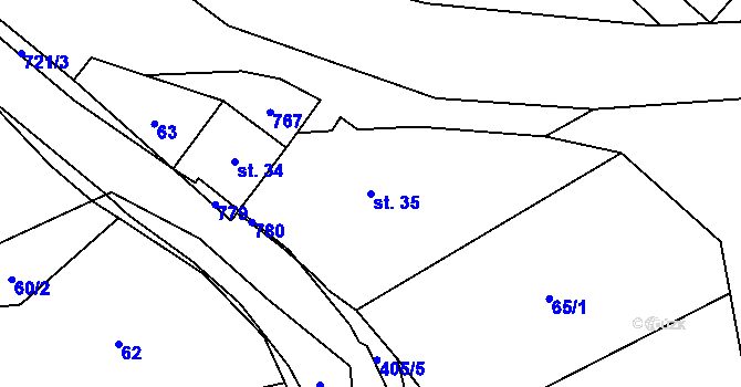 Parcela st. 35 v KÚ Horní Poříčí u Letovic, Katastrální mapa