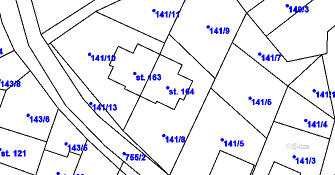 Parcela st. 164 v KÚ Horní Poříčí u Letovic, Katastrální mapa
