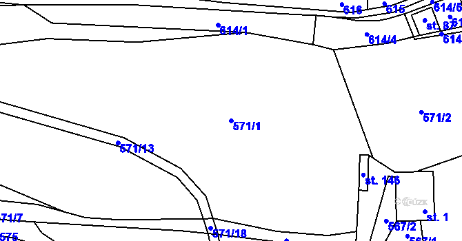 Parcela st. 571/1 v KÚ Horní Poříčí u Letovic, Katastrální mapa