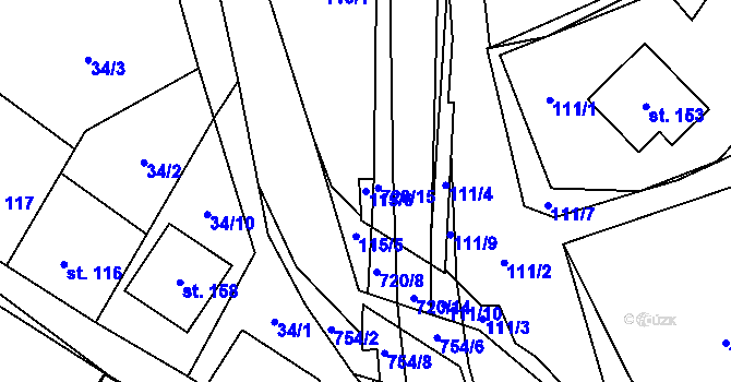 Parcela st. 115/6 v KÚ Horní Poříčí u Letovic, Katastrální mapa