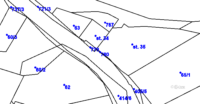 Parcela st. 780 v KÚ Horní Poříčí u Letovic, Katastrální mapa