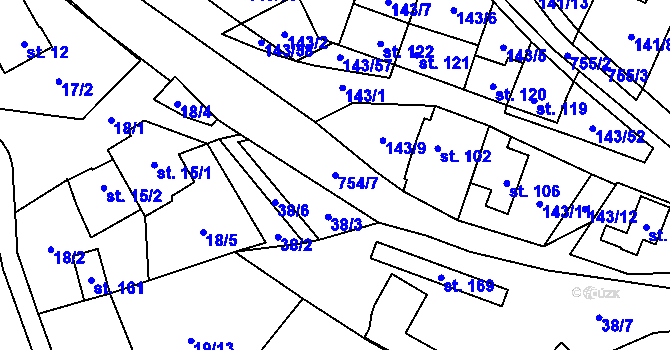 Parcela st. 754/7 v KÚ Horní Poříčí u Letovic, Katastrální mapa