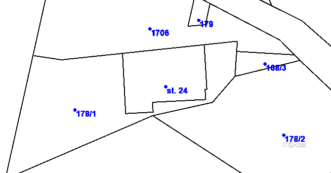 Parcela st. 24 v KÚ Horní Povelice, Katastrální mapa