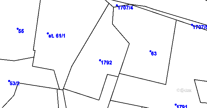 Parcela st. 61/2 v KÚ Horní Povelice, Katastrální mapa