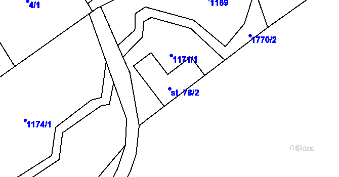 Parcela st. 78/2 v KÚ Horní Povelice, Katastrální mapa