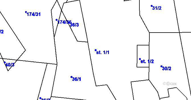 Parcela st. 1/1 v KÚ Horní Přím, Katastrální mapa
