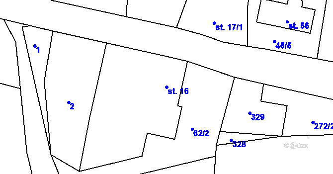 Parcela st. 16 v KÚ Horní Přím, Katastrální mapa