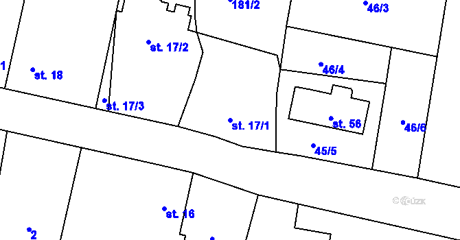 Parcela st. 17/1 v KÚ Horní Přím, Katastrální mapa