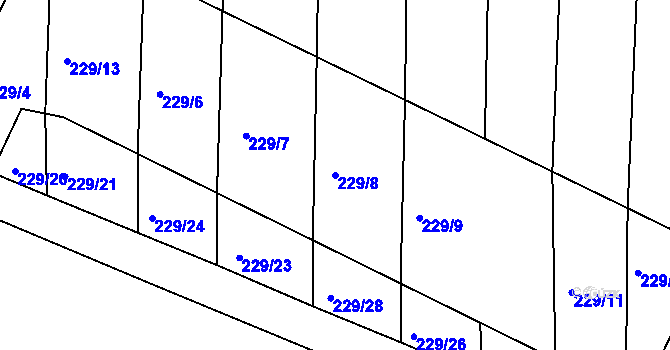 Parcela st. 229/8 v KÚ Horní Přím, Katastrální mapa